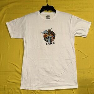 VANS Off the Wall Vintage "Mushrooms Logo" White T-Shirt Size Small